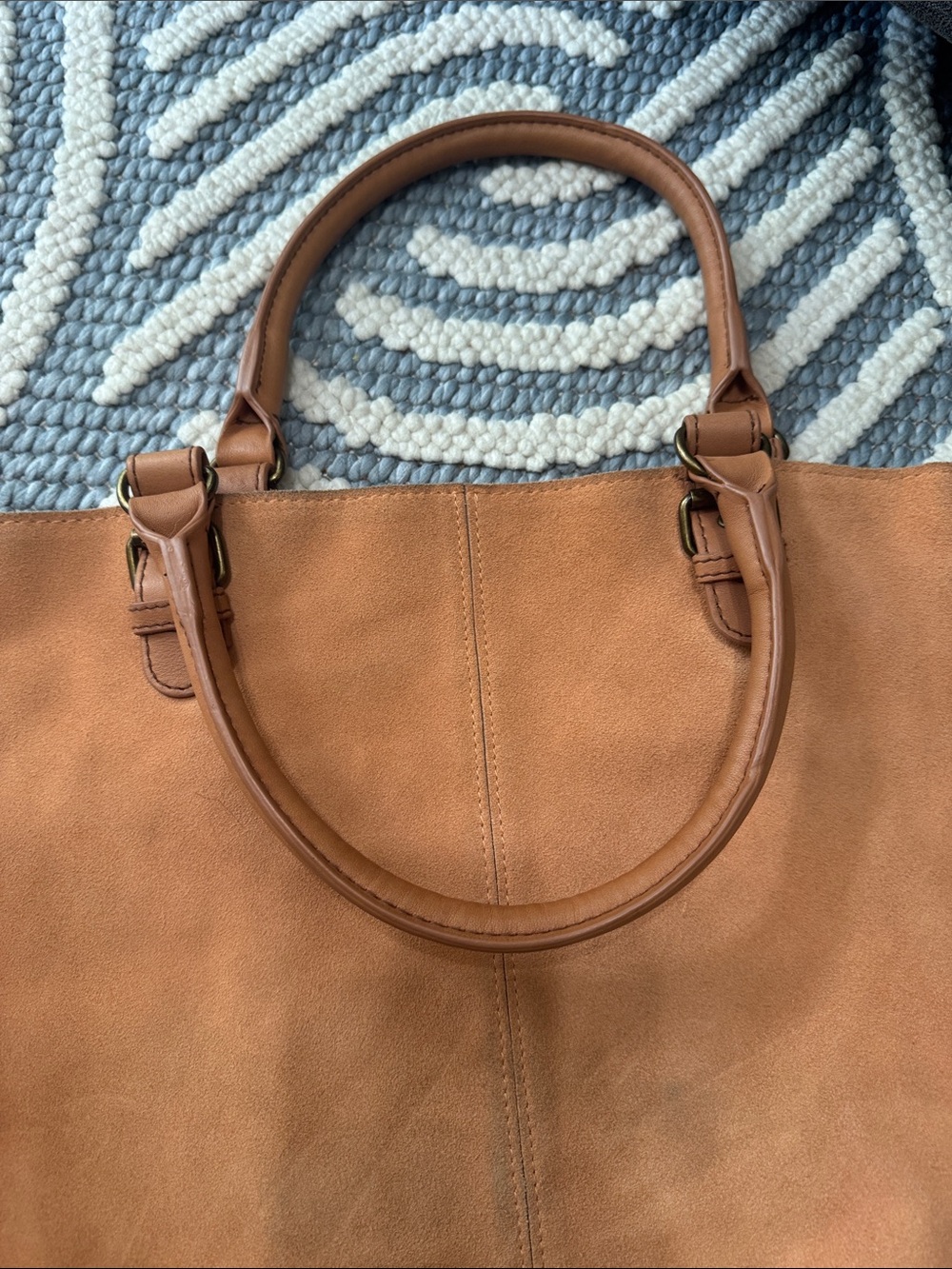 Miss Albright Donna McKenzie French Bulldog Suede Leather Tote Bag | Dog Lover - Picture 11 of 12